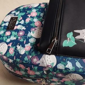 Totoro Blue Floral Ghibli Backpack Purse New Tags